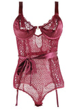 Merlot Geo Lace Teddy in 1X/2X
