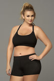 Seamless Black Strappy Sports Bra in 1X/2X