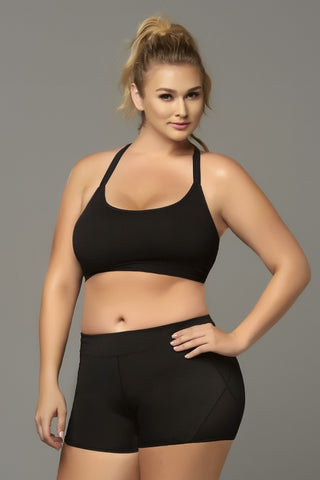Seamless Black Strappy Sports Bra in 3X/4X
