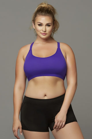 Seamless Purple Strappy Sports Bra in 3X/4X