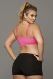 Fluorescent Pink Strappy Sports Bra in 3X/4X