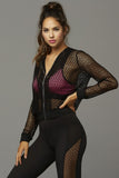 Long Sleeved Black Net Hoodie in OS