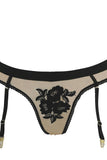 Nude Mesh Bra & Panty with Black Applique in M
