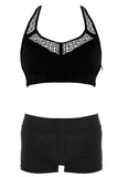 Black Sports Bra with Stow & Go Pocket in XL