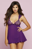 Violet Paisley Babydoll and Thong in XL