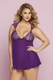 Violet Paisley Babydoll and Thong in 3X/4X