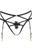 Black Caged Bra, Panty & Glove Set in OS