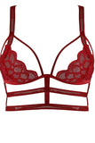 Red Feather Galloon Lace Bra & Panty Set in OS