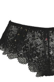 Crochet Black Lace Bralette and Boxer Short in L