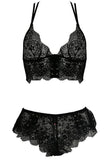 Crochet Black Lace Bralette and Boxer Short in XL