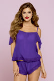 Violet Chiffon Cami & Boxer Shorts in S