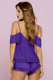 Violet Chiffon Cami & Boxer Shorts in S