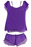 Violet Chiffon Cami & Boxer Shorts in S