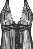 Black Peony Lace & Mesh Babydoll in S