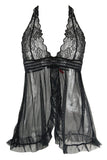 Black Peony Lace & Mesh Babydoll in S