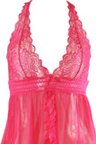 Hot Pink Peony Lace and Mesh Babydoll in S