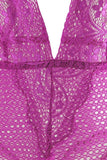Plunging Lace and Net Orchid Teddy in L