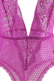 Plunging Lace and Net Orchid Teddy in L