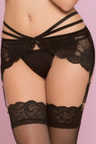 Black Floral Galloon Lace Garter in S/M