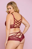 Merlot Rose Galloon Lace Bralette in 1X/2X