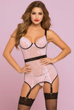 Soft Pink and Black Galloon Lace Chemise in S