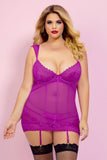 Orchid Galloon Lace Chemise and Thong in 1X/2X
