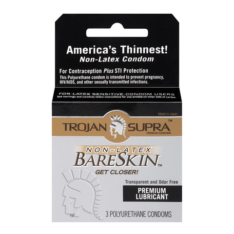 Trojan Supra Bareskin Polyurethane Condoms in 3 Pack