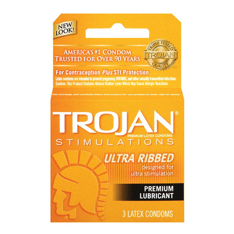 Trojan Stimulations Ultra Ribbed Condoms in 3 Pack