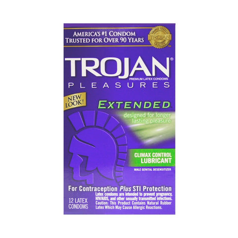 Trojan Pleasures Extended Condoms in 12 Pack