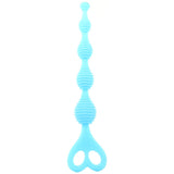 Silicone Stripes Anal Beads in Sky Blue