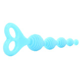 Silicone Stripes Anal Beads in Sky Blue