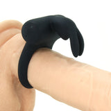 Frisky Bunny Vibrating Cock Ring in Black Pearl