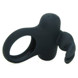 Frisky Bunny Vibrating Cock Ring in Black Pearl