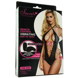 Side Tie Black Lace Remote Vibrating Teddy in OS