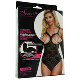 Black Lace Cupless Remote Vibrating Teddy in OS