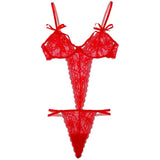 Strappy Red Lace Remote Vibrating Teddy in OSXL