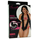 Side Tie Black Lace Remote Vibrating Teddy in OSXL