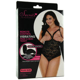 Black Lace Cupless Remote Vibrating Teddy in OSXL