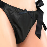 Remote Vibrating Side Tie Black Lace Panty in OS