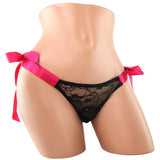 Remote Vibrating Pink Side Tie Black Lace Panty in OS