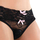 Remote Vibrating Open Back Black Lace Panty in OSXL