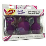 Silicone Anal Plugs with Gems Set in Purple