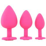 Frisky Silicone Heart Butt Plug Set in Pink