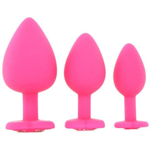 Frisky Silicone Heart Butt Plug Set in Pink