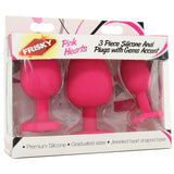 Frisky Silicone Heart Butt Plug Set in Pink