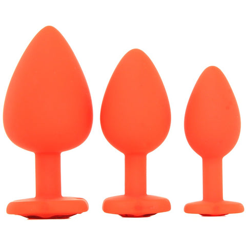 Frisky Silicone Heart Butt Plug Set in Red