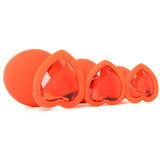 Frisky Silicone Heart Butt Plug Set in Red