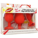 Frisky Silicone Heart Butt Plug Set in Red