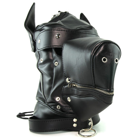 Muzzled BDSM Hood in Black